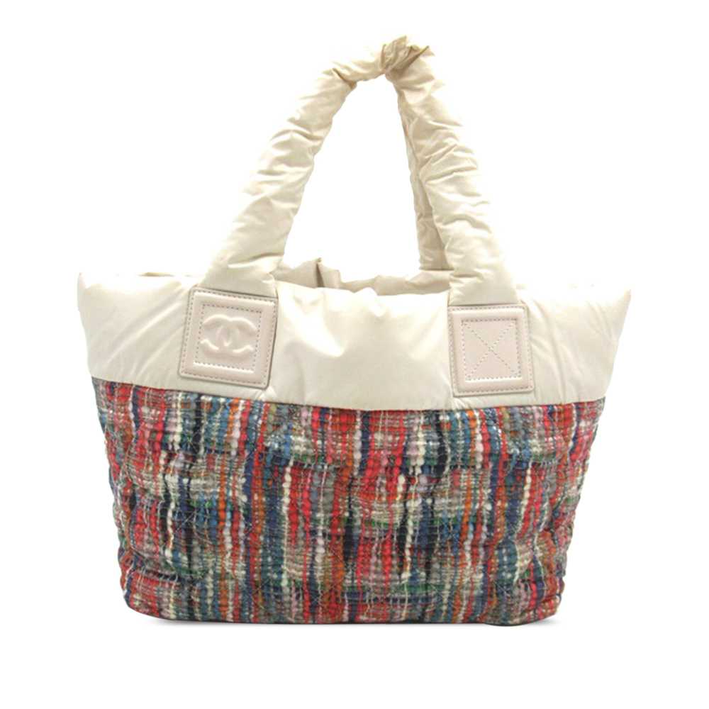 White Chanel Coco Cocoon Nylon Handbag Tote Bag - image 3