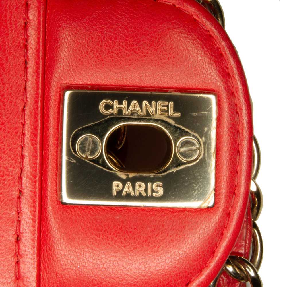 Red Chanel Mini Chevron Quilted Lambskin Rectangu… - image 10