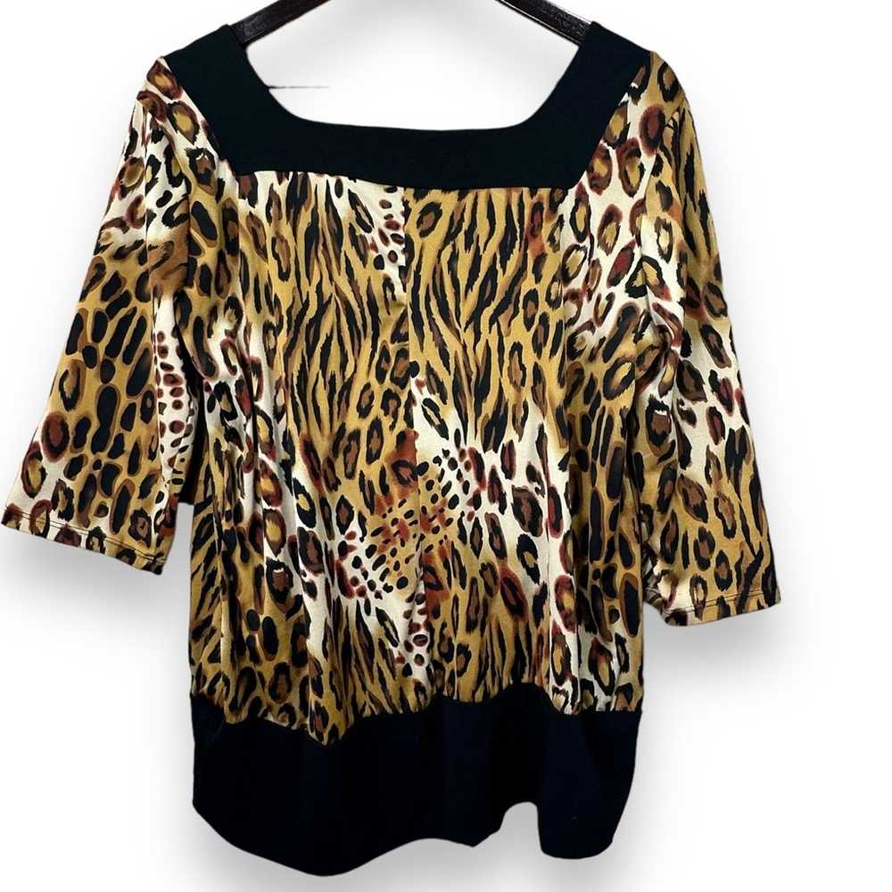 Vintage Goddess Plus Size Leopard Print Blouse 1X… - image 2