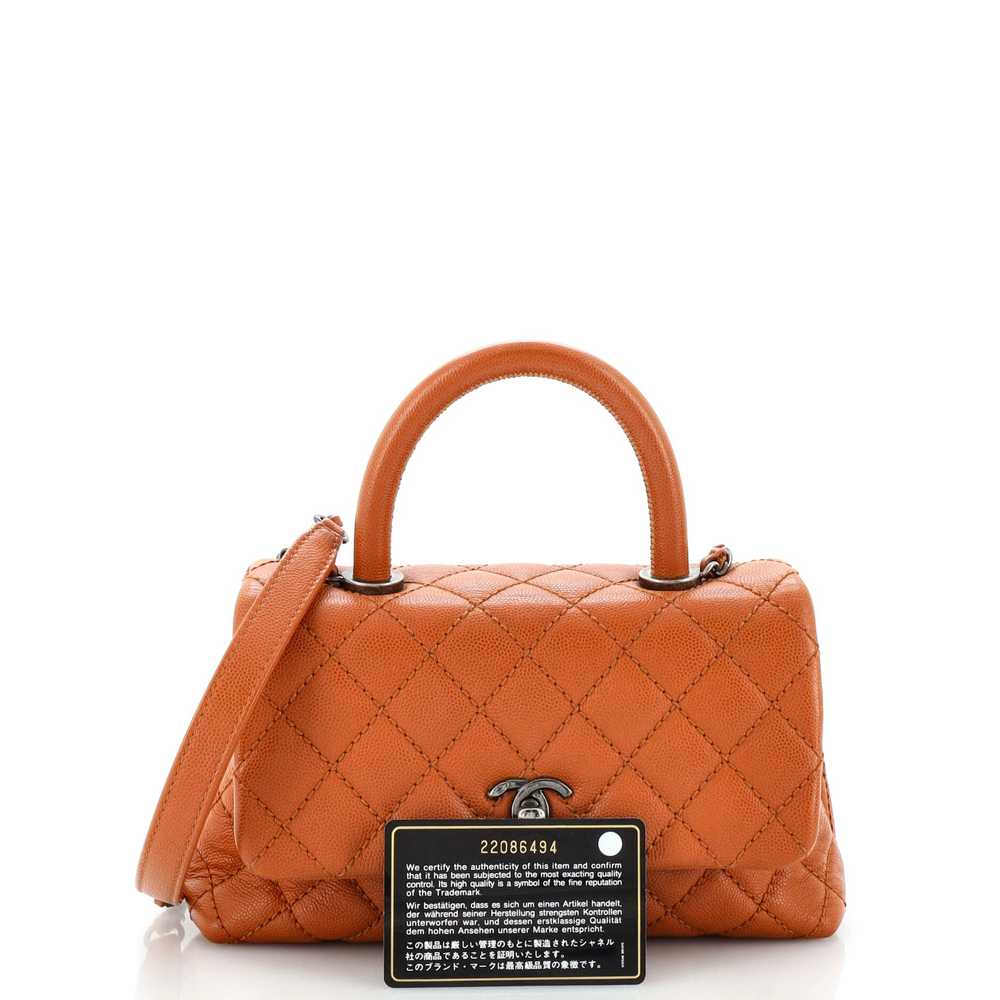 CHANEL Coco Top Handle Bag Quilted Caviar Mini - image 2