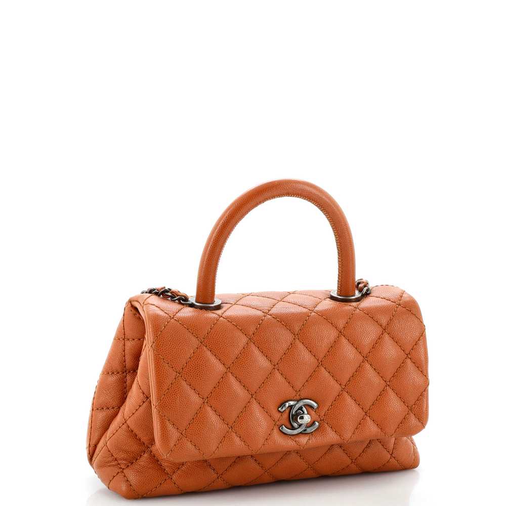 CHANEL Coco Top Handle Bag Quilted Caviar Mini - image 3