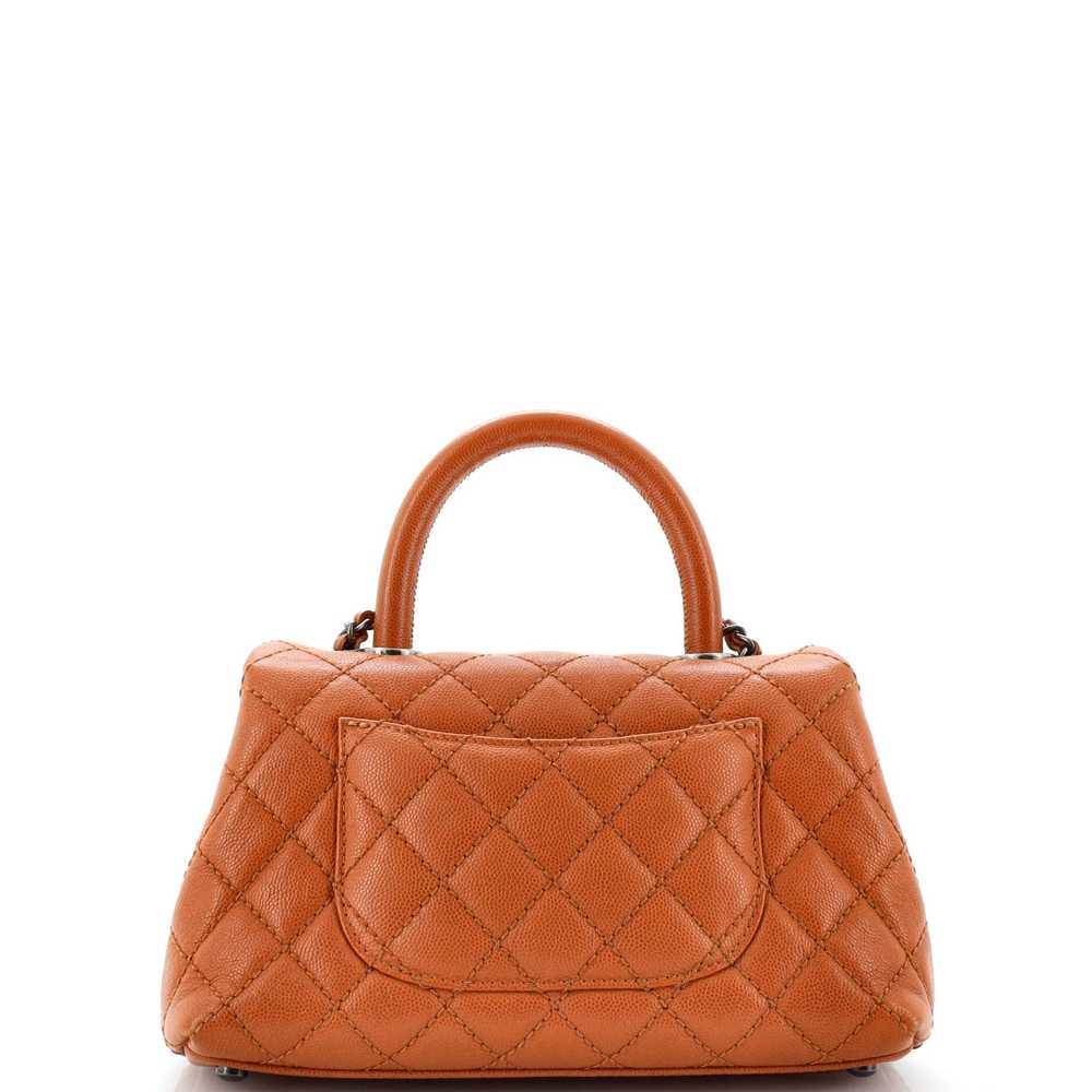 CHANEL Coco Top Handle Bag Quilted Caviar Mini - image 4