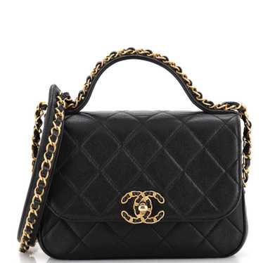 CHANEL Chain Infinity Top Handle Bag Quilted Lamb… - image 1