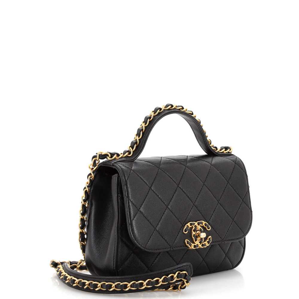 CHANEL Chain Infinity Top Handle Bag Quilted Lamb… - image 3