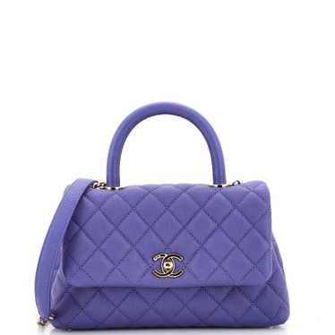 CHANEL Coco Top Handle Bag Quilted Caviar Mini - image 1