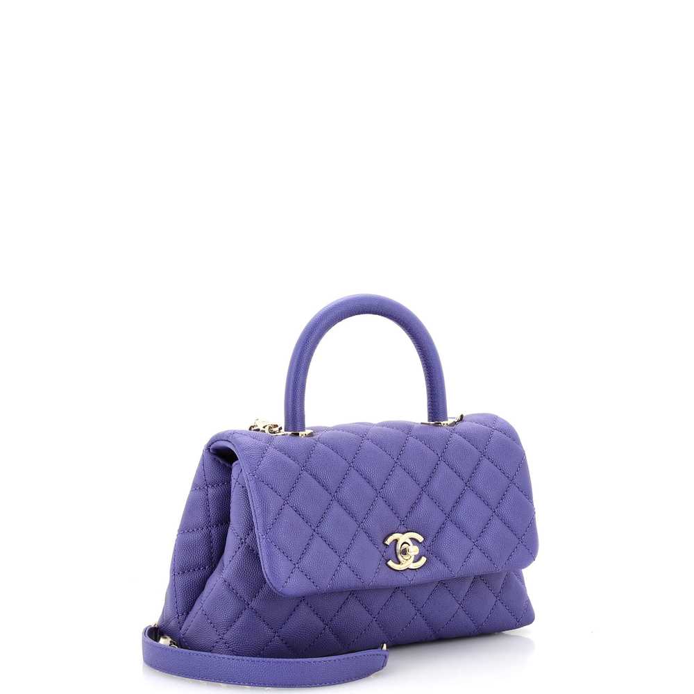 CHANEL Coco Top Handle Bag Quilted Caviar Mini - image 3