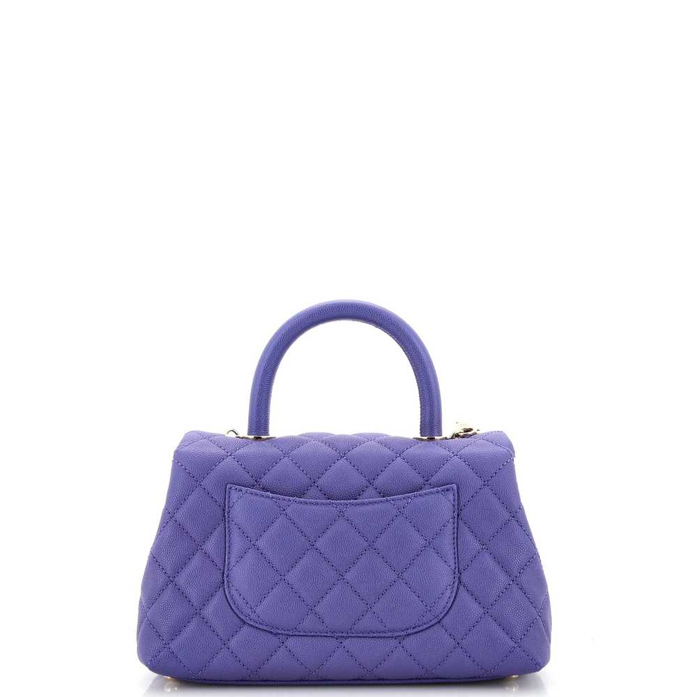 CHANEL Coco Top Handle Bag Quilted Caviar Mini - image 4