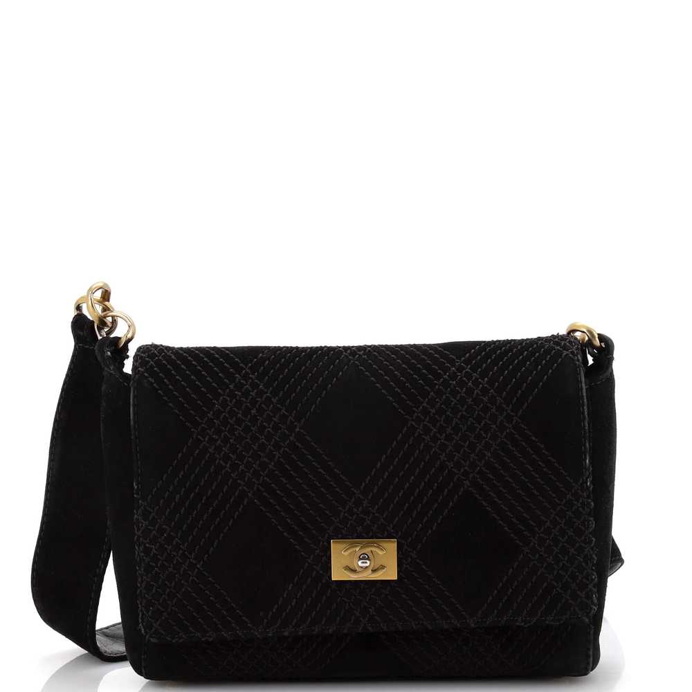 CHANEL Vintage Stitched CC Flap Bag Suede Small - image 1