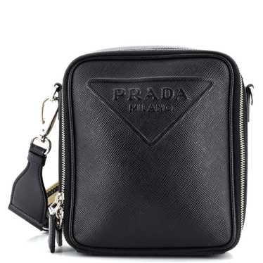 PRADA Vertical Zip Around Logo Shoulder Bag Saffi… - image 1