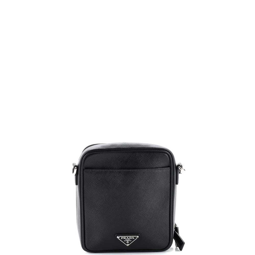 PRADA Vertical Zip Around Logo Shoulder Bag Saffi… - image 3