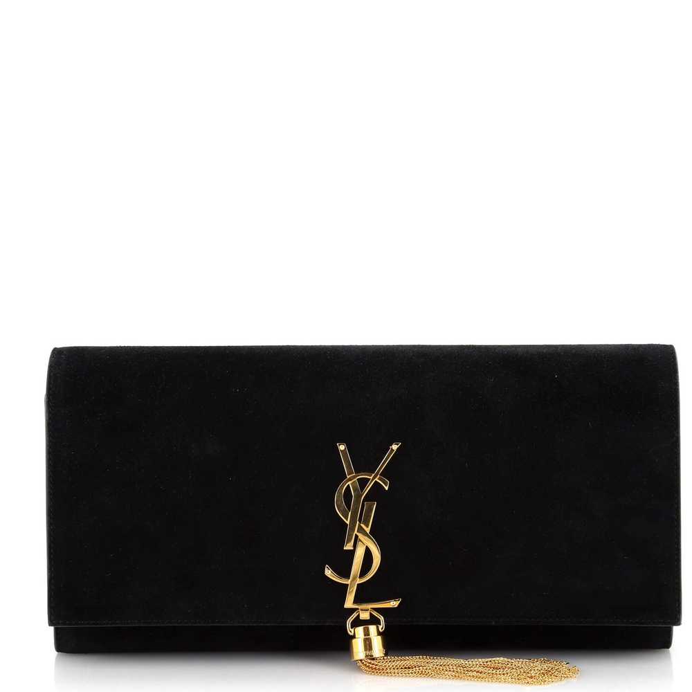 Saint Laurent Classic Monogram Tassel Clutch Sued… - image 1