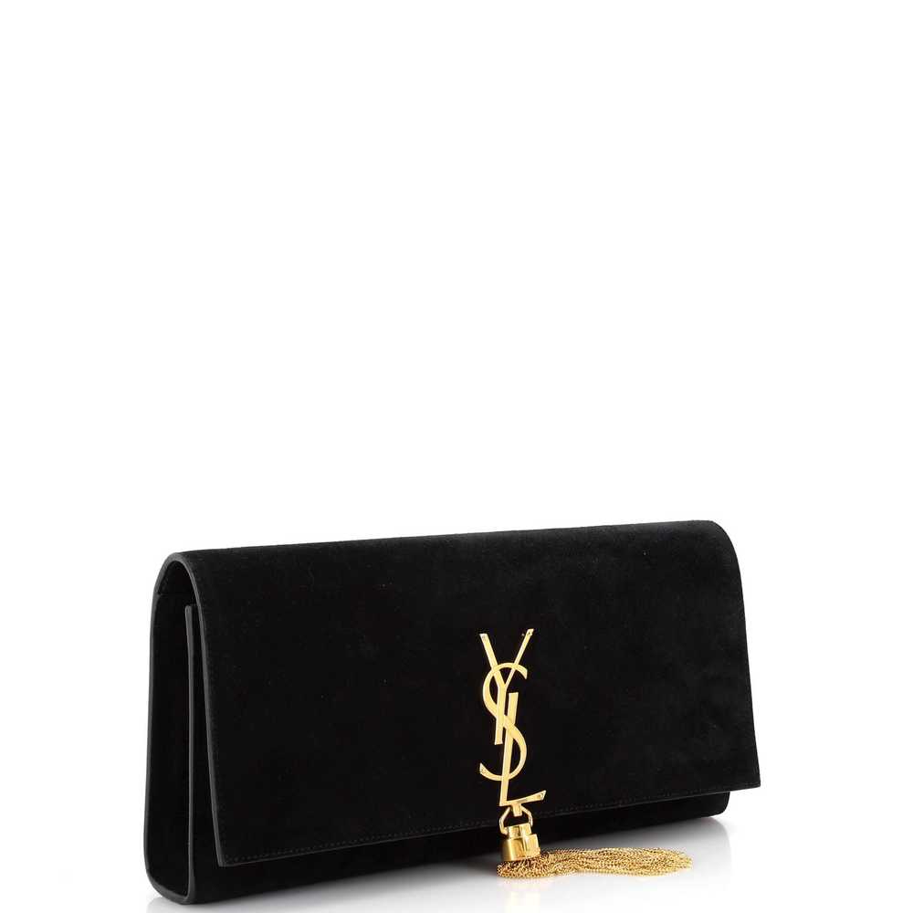 Saint Laurent Classic Monogram Tassel Clutch Sued… - image 2