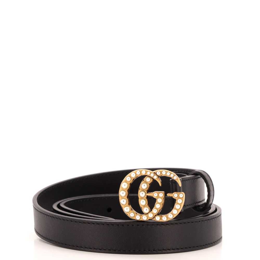 GUCCI Pearly GG Marmont Belt Leather Thin 85 - image 1