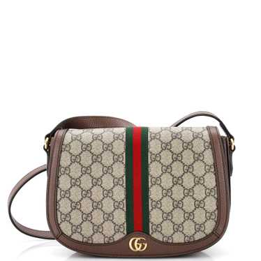 GUCCI Ophidia Saddle Flap Shoulder Bag GG Coated … - image 1