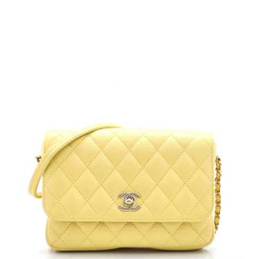 CHANEL Side Packs Crossbody Bag Quilted Lambskin S