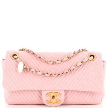 CHANEL Medallion Charm Flap Bag Chevron Wrinkled … - image 1