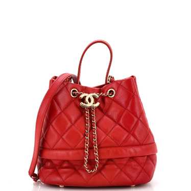 CHANEL Rolled Up Drawstring Bucket Bag Quilted Ca… - image 1