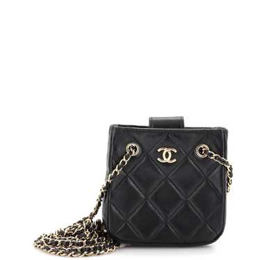 CHANEL CC Square Clutch with Chain Quilted Lambski