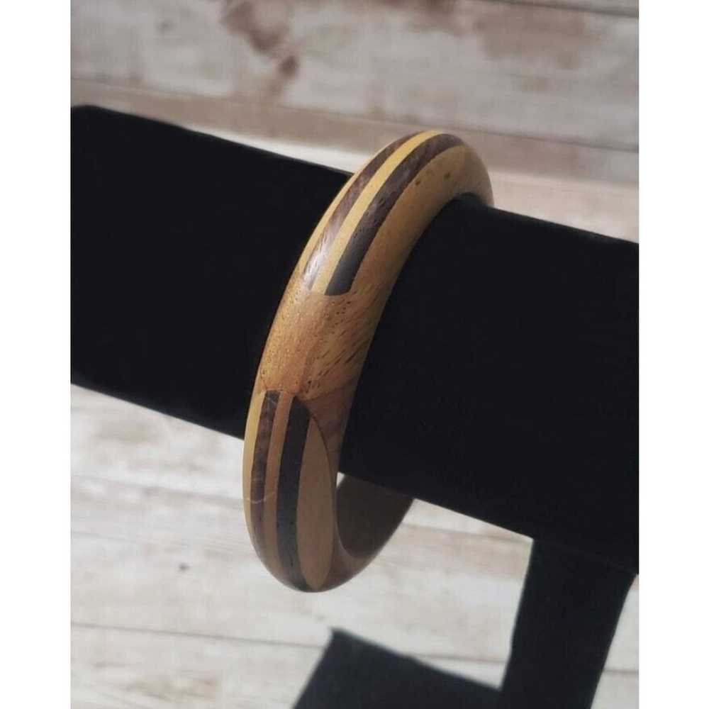 Vintage Bracelet / Bangle 8" Wooden with Wooden I… - image 1