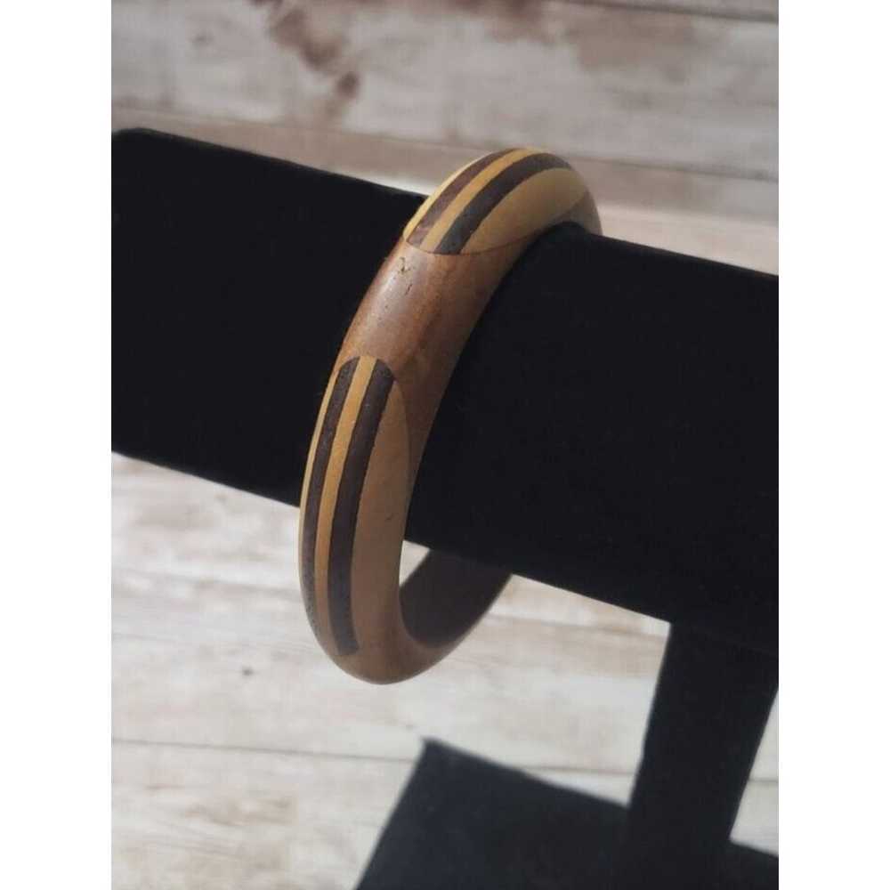 Vintage Bracelet / Bangle 8" Wooden with Wooden I… - image 2