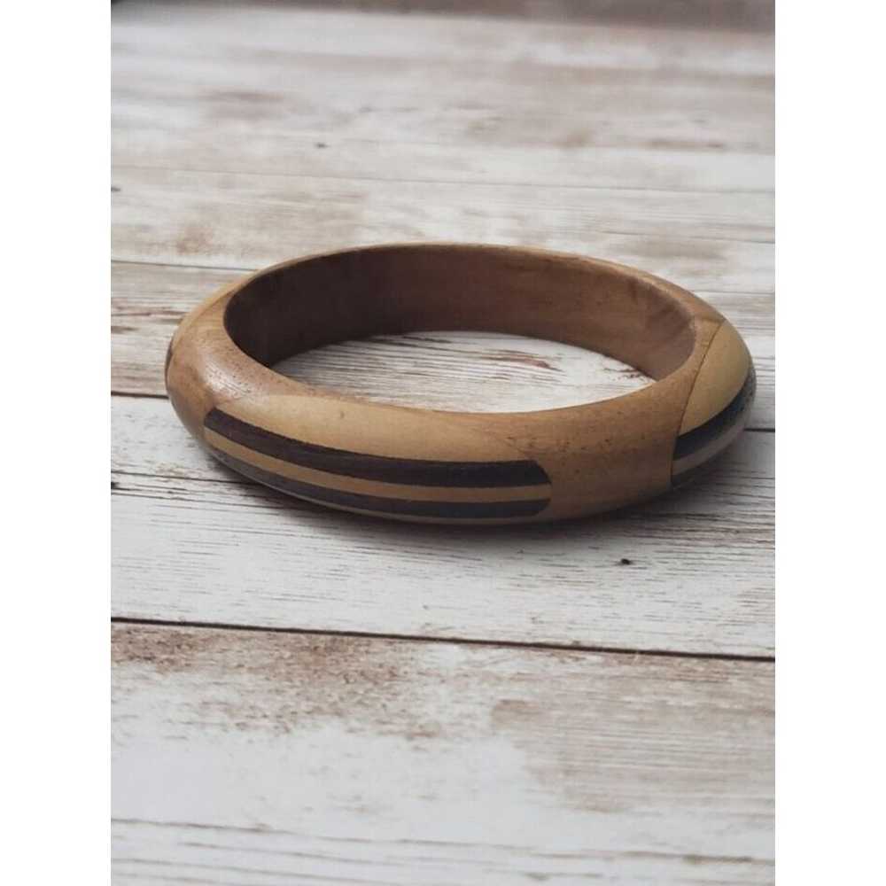 Vintage Bracelet / Bangle 8" Wooden with Wooden I… - image 3