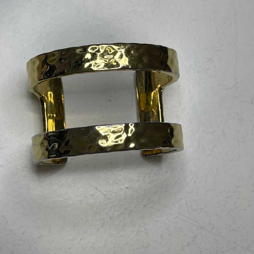 J.Crew J Crew hammered gold tone bracelet cuff si… - image 10