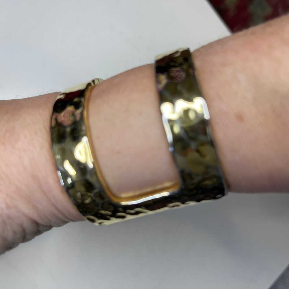 J.Crew J Crew hammered gold tone bracelet cuff si… - image 11