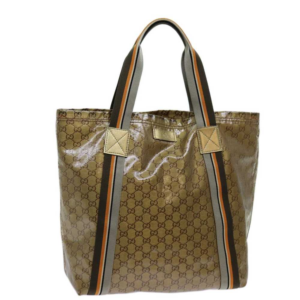 Gucci GUCCI GG Crystal Tote Bag Gray Gold Brown 1… - image 1