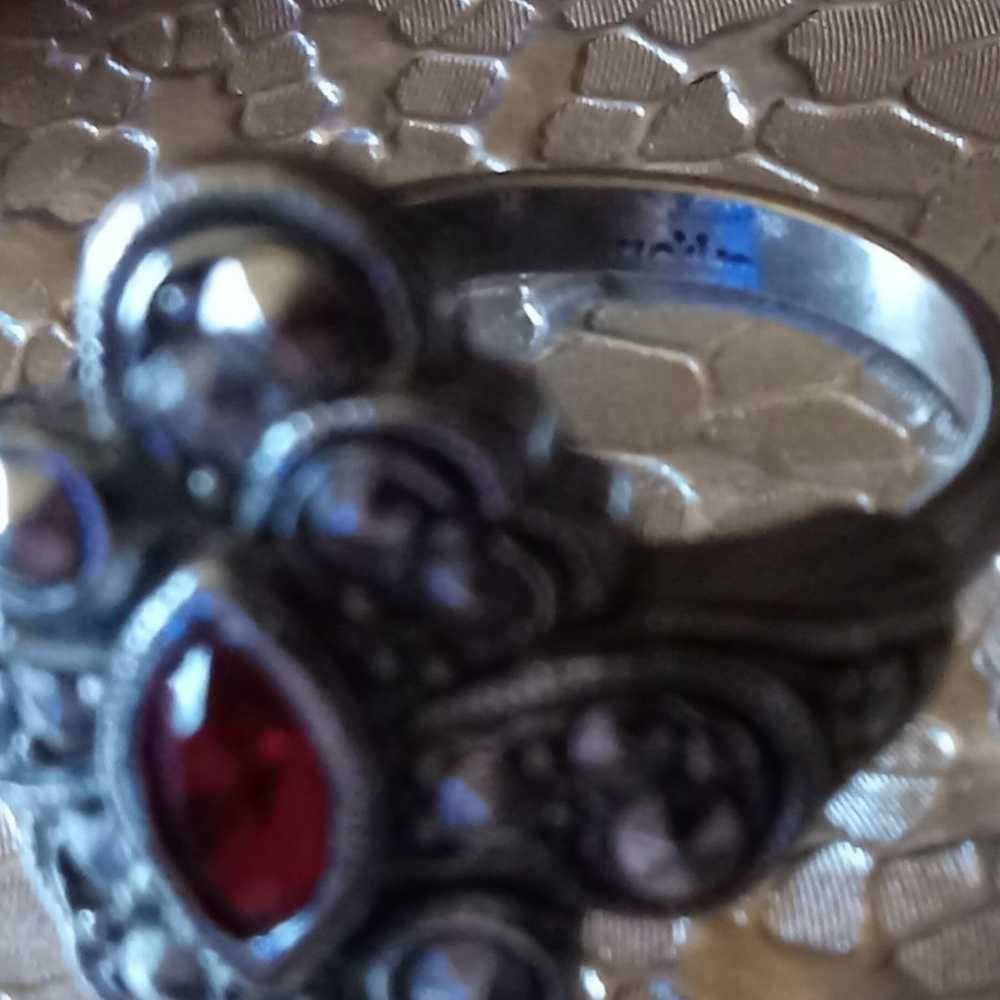 Vintage silver Avon ring with red stone.  Size 7. - image 6