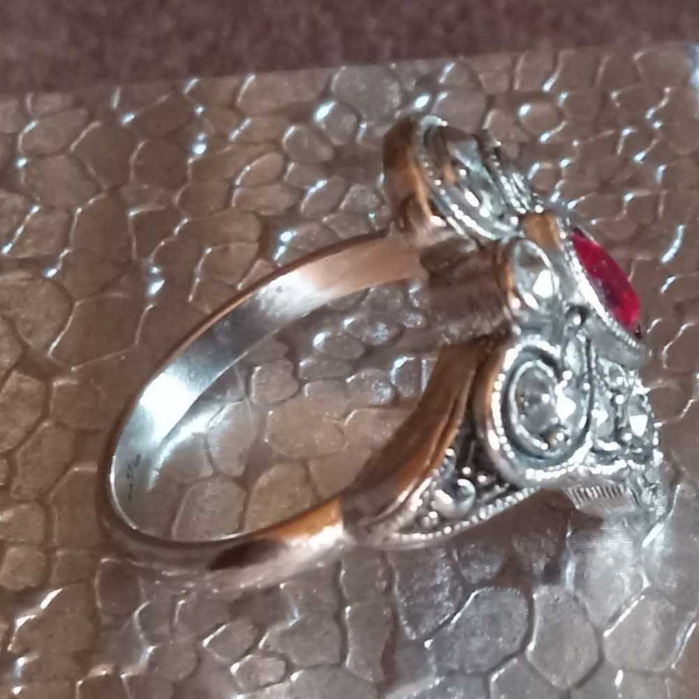 Vintage silver Avon ring with red stone.  Size 7. - image 7