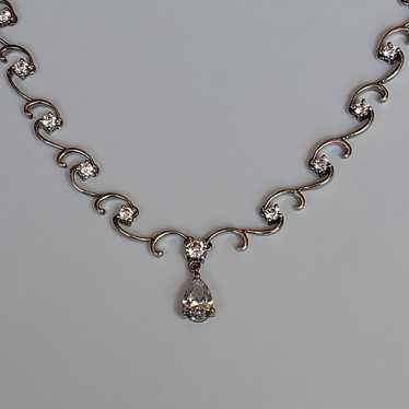Solid sterling silver CZ necklace
