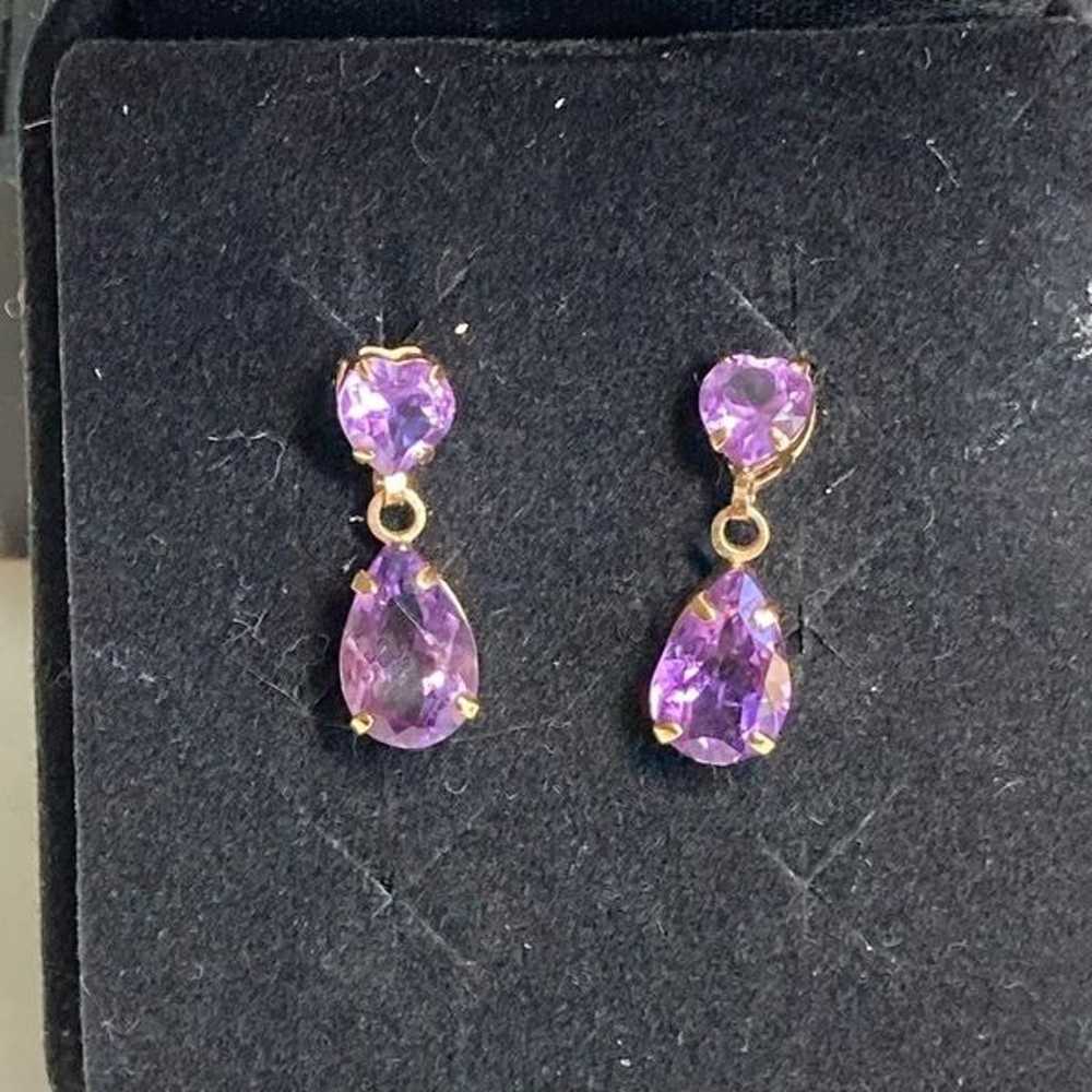 Amethyst and Gold Dangle Earrings - image 1