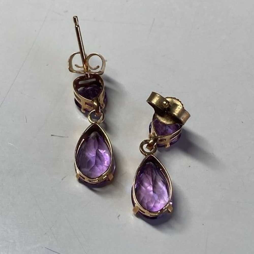 Amethyst and Gold Dangle Earrings - image 2