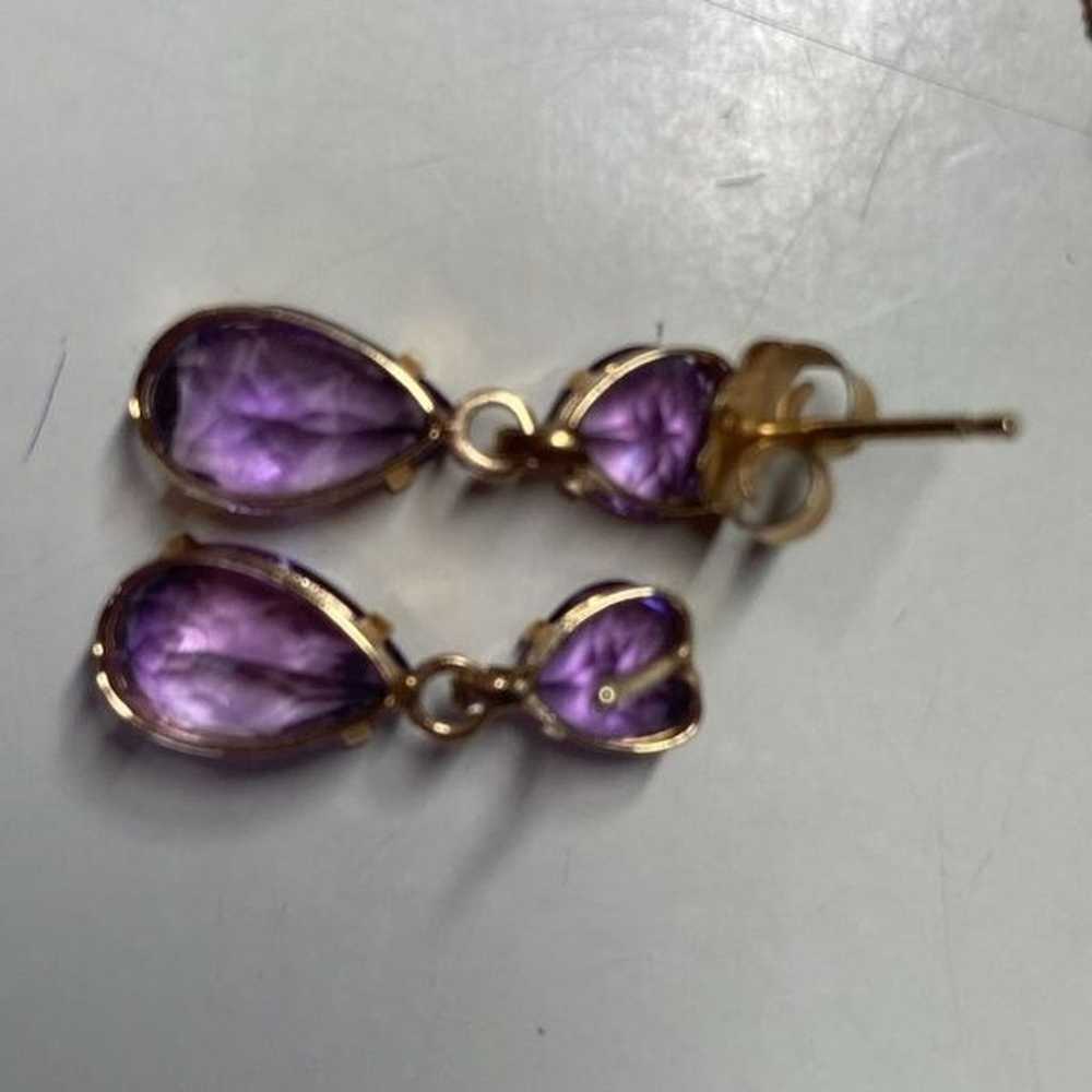 Amethyst and Gold Dangle Earrings - image 3