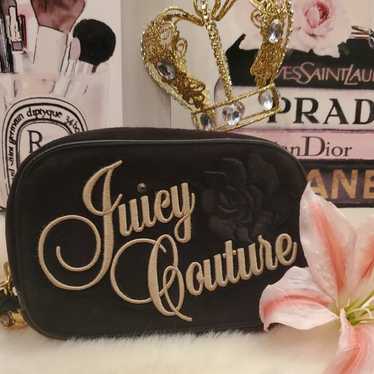 Juicy Couture Black Velour Rose Rhinestones Hard … - image 1