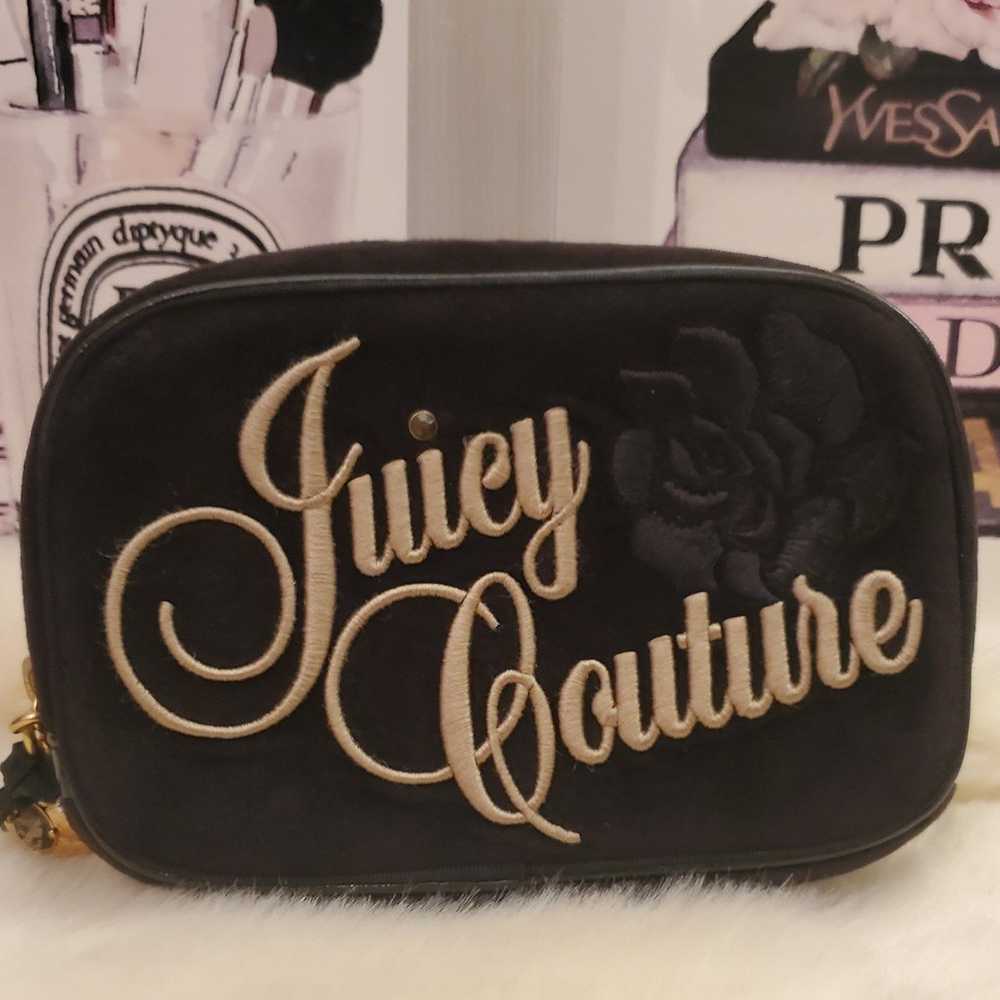 Juicy Couture Black Velour Rose Rhinestones Hard … - image 2