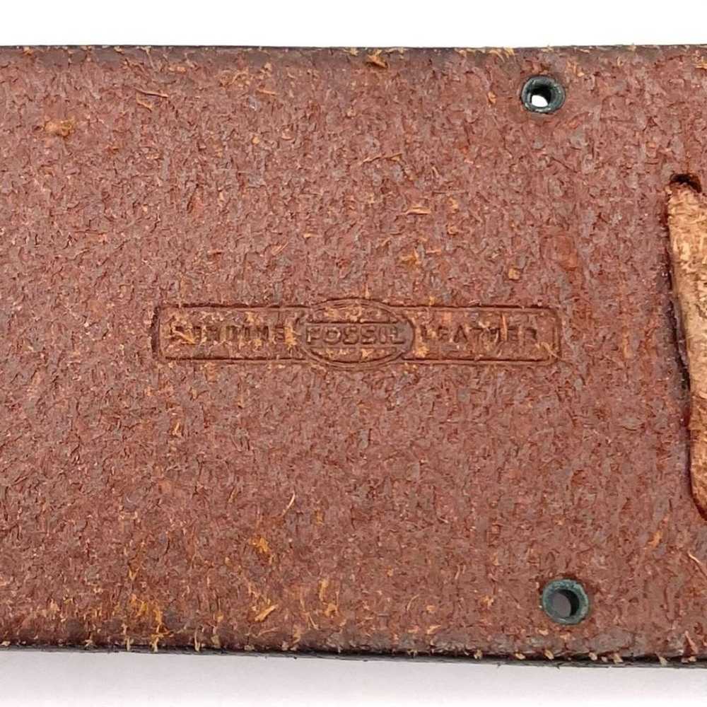 Fossil Vintage Walnut Brown Leather Belt Stitches… - image 7