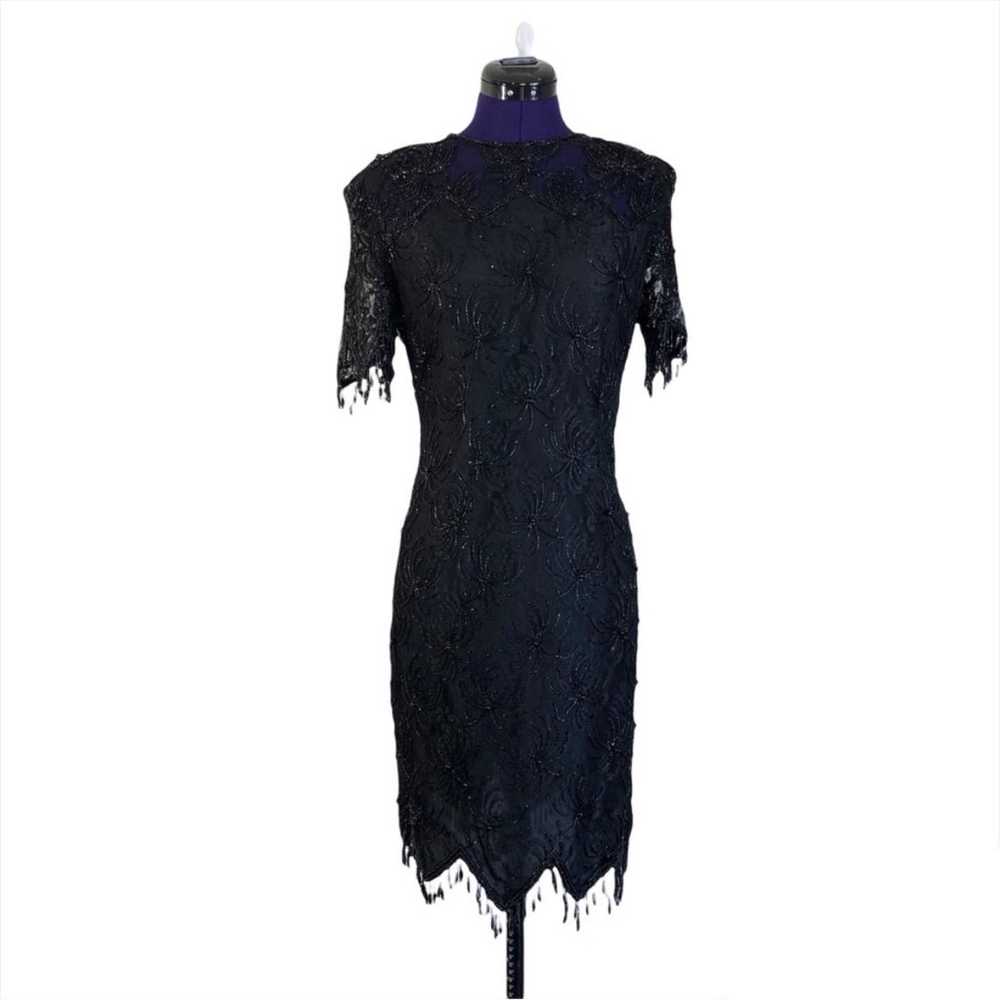 Vintage Robert Anthony Black Lace Beaded Dress - image 1