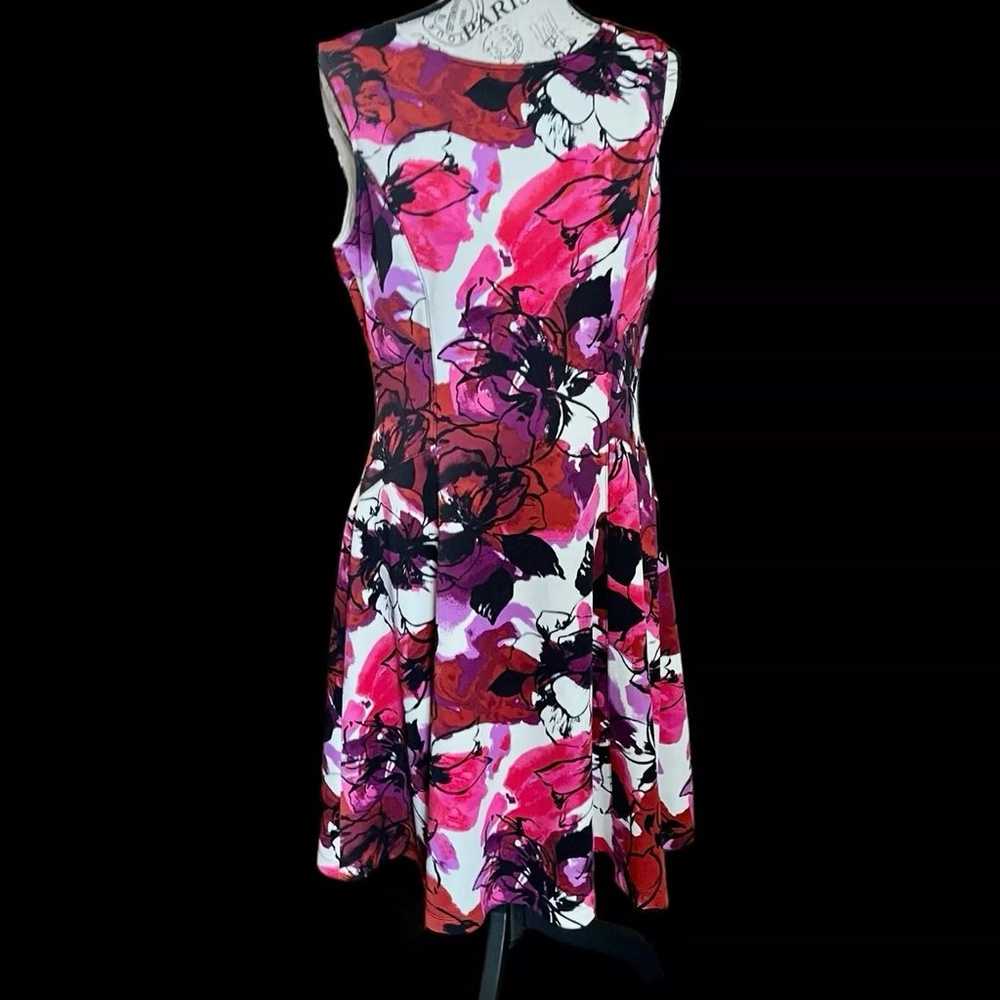 NIPON Boutique PINK FLORAL CAREER FLARE DRESS Lin… - image 2