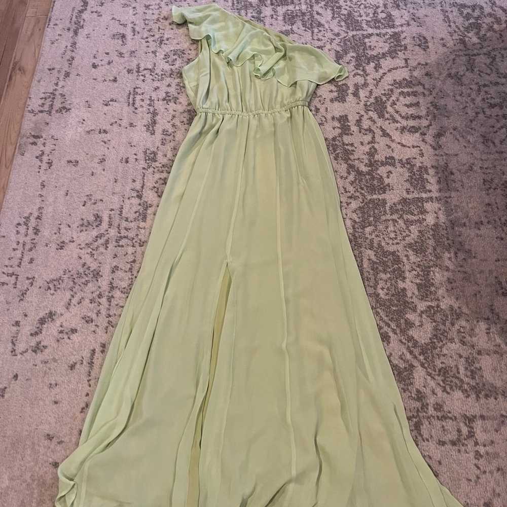 Eva Mendes green chiffon ruffle dress - image 1