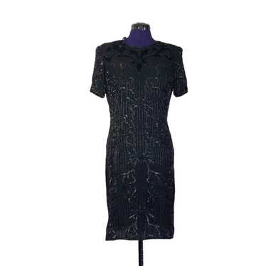Papell Boutique Black Vintage Beaded Dress