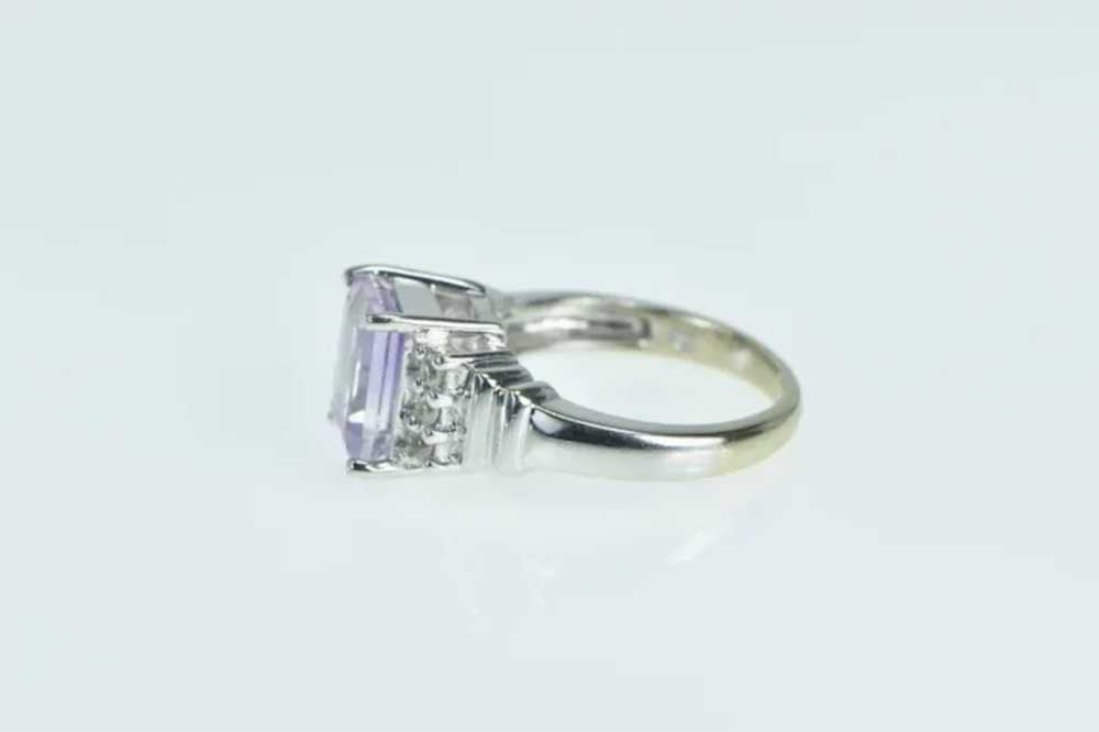 14K Emerald Cut Amethyst White Sapphire Ring Size… - image 2