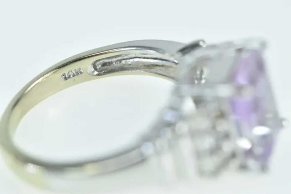 14K Emerald Cut Amethyst White Sapphire Ring Size… - image 3