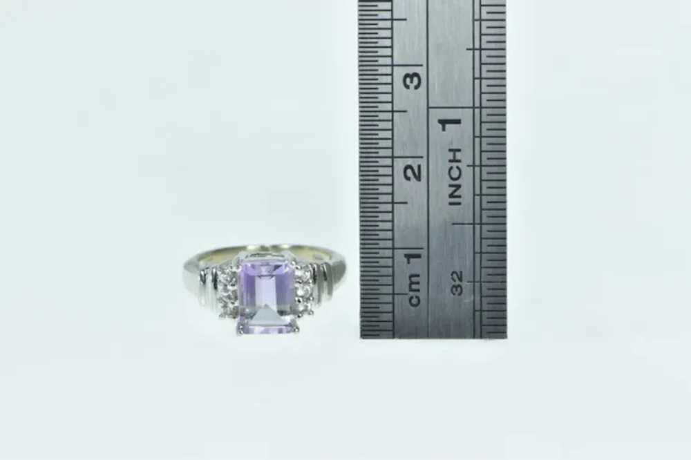 14K Emerald Cut Amethyst White Sapphire Ring Size… - image 4