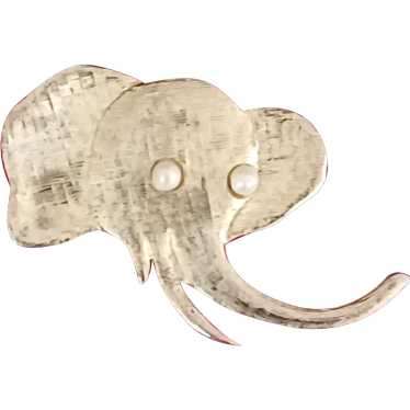 J. Freides NYC  Textured Goldtone Metal Elephant I