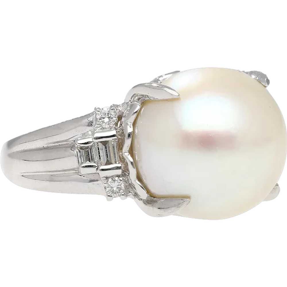 15mm South Sea Pearl and Diamond Platinum Cocktai… - image 1