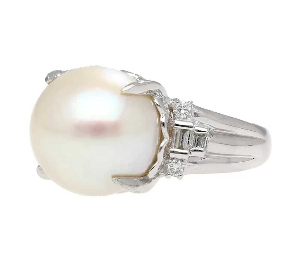 15mm South Sea Pearl and Diamond Platinum Cocktai… - image 3