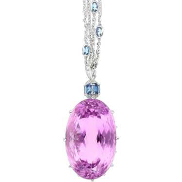 98.66 Carat Pink Kunzite with Aquamarine and Diam… - image 1