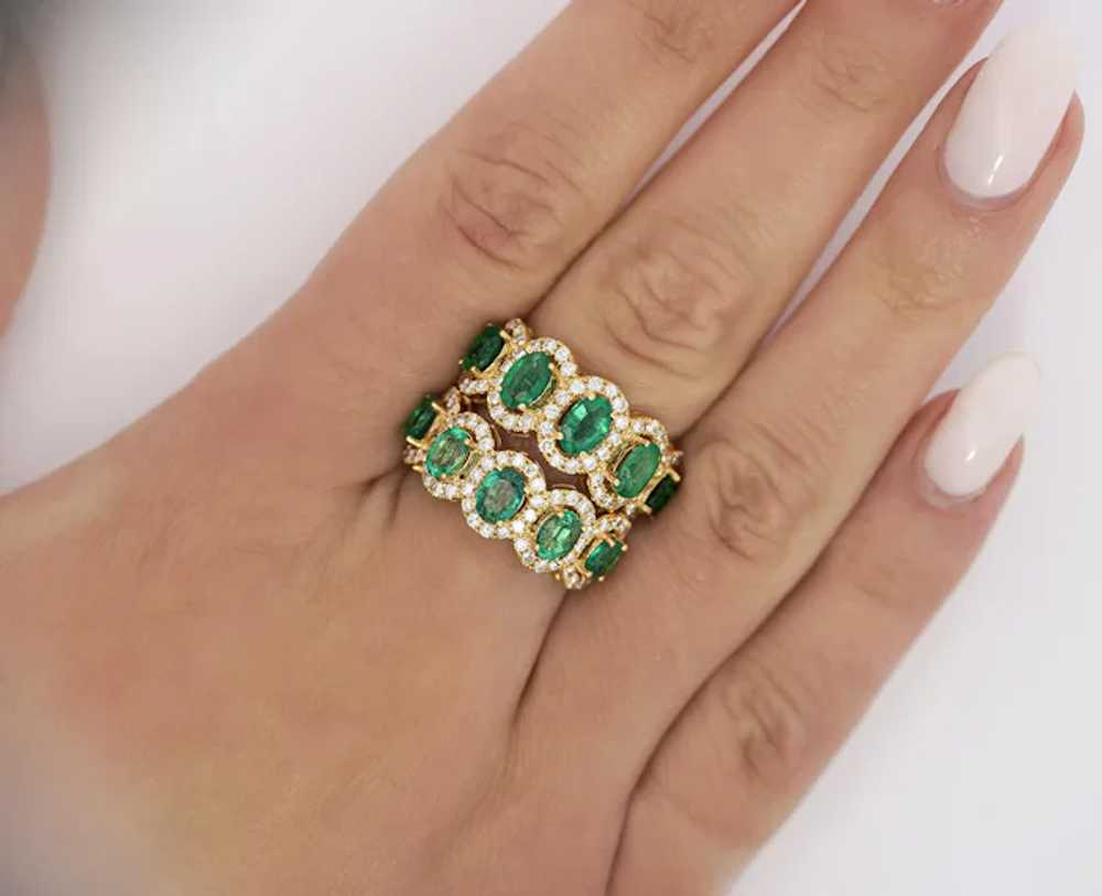 2.11 Carat Oval Cut Emerald and Diamond Wedding B… - image 10