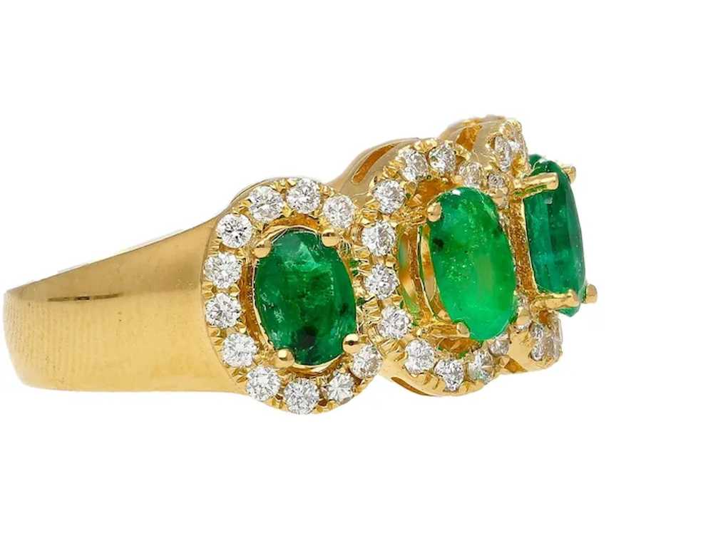 2.11 Carat Oval Cut Emerald and Diamond Wedding B… - image 2